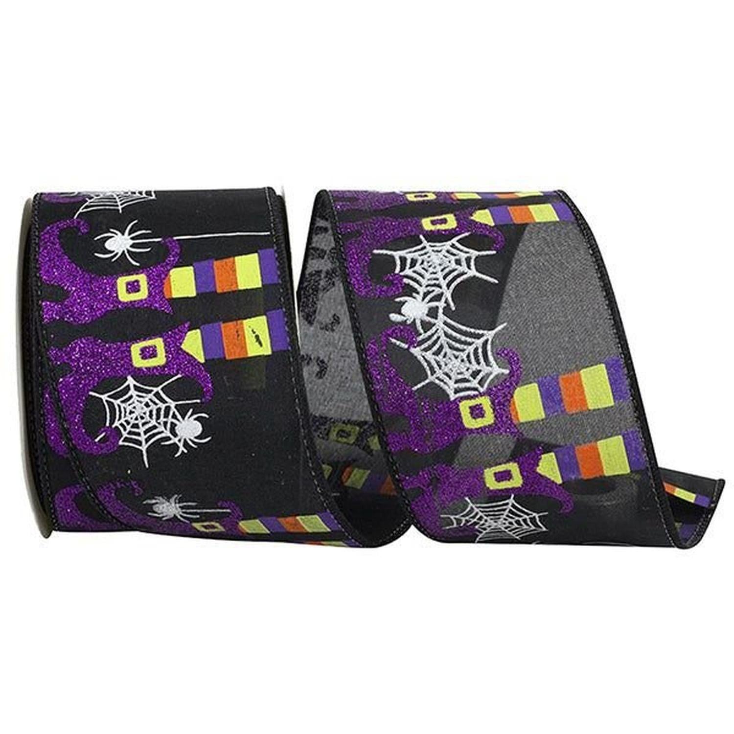 Shop For 2.5" Witch Leg and Spider Web Ribbon: Black (10 Yards) at Michelle's aDOORable Creations