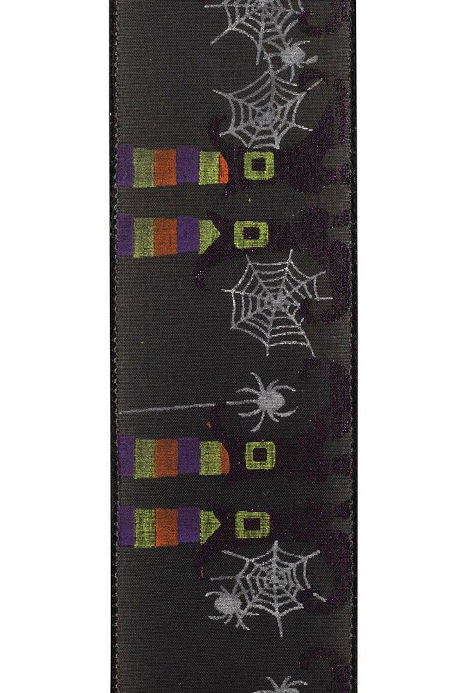 Shop For 2.5" Witch Leg and Spider Web Ribbon: Black (10 Yards) at Michelle's aDOORable Creations