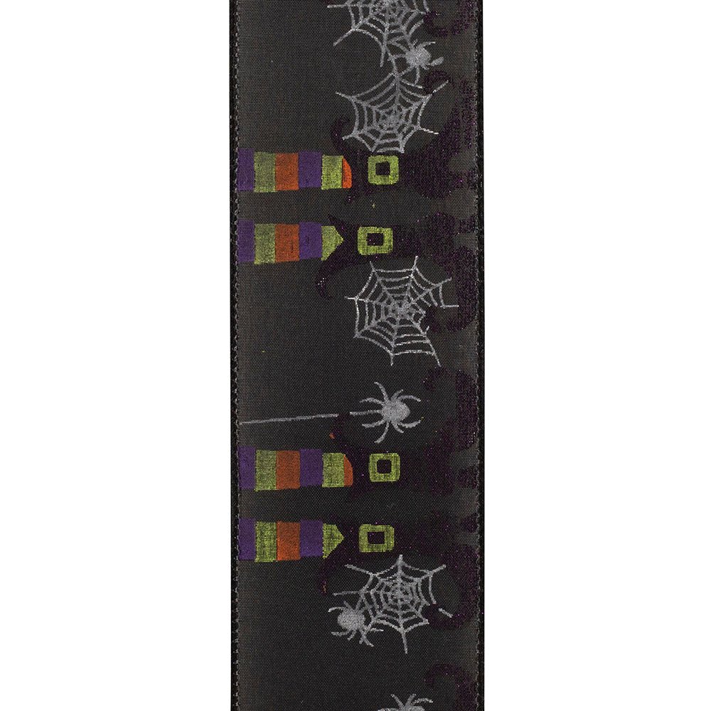 Shop For 2.5" Witch Leg and Spider Web Ribbon: Black (10 Yards) at Michelle's aDOORable Creations