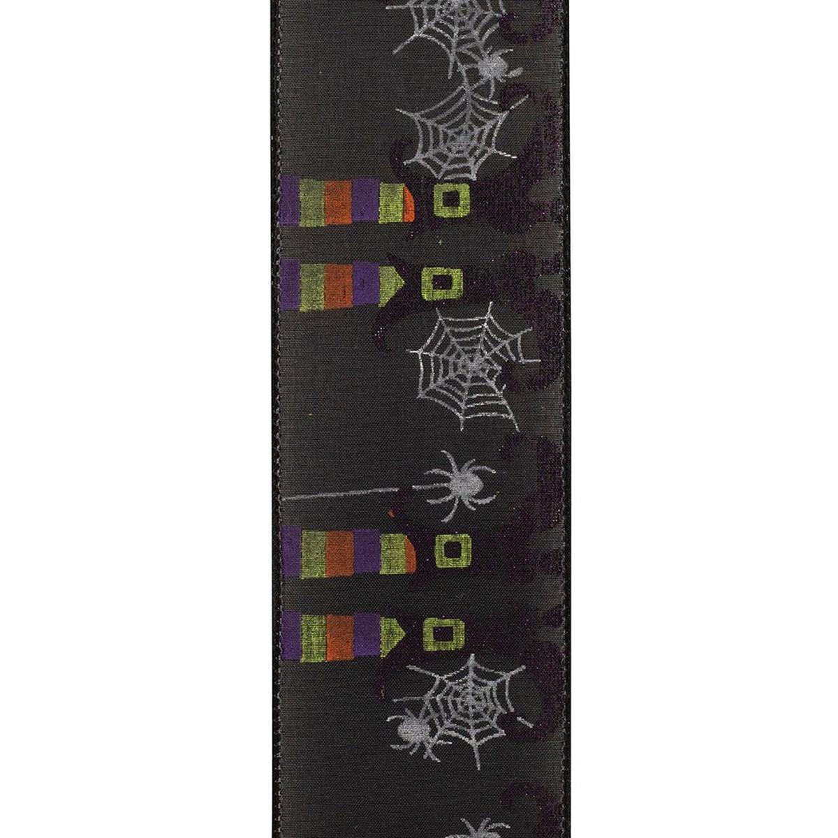 Shop For 2.5" Witch Leg and Spider Web Ribbon: Black (10 Yards) at Michelle's aDOORable Creations