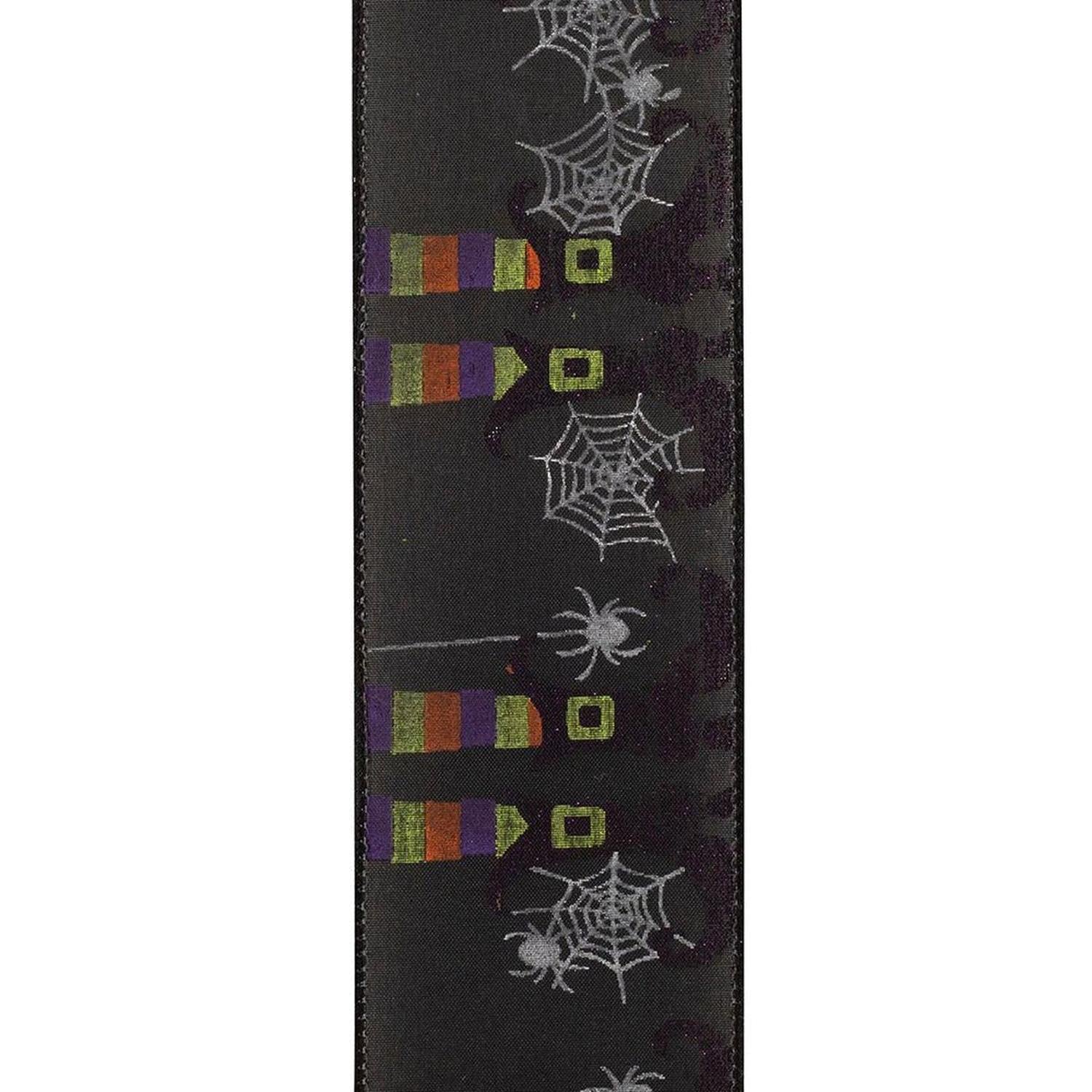 Shop For 2.5" Witch Leg and Spider Web Ribbon: Black (10 Yards) at Michelle's aDOORable Creations