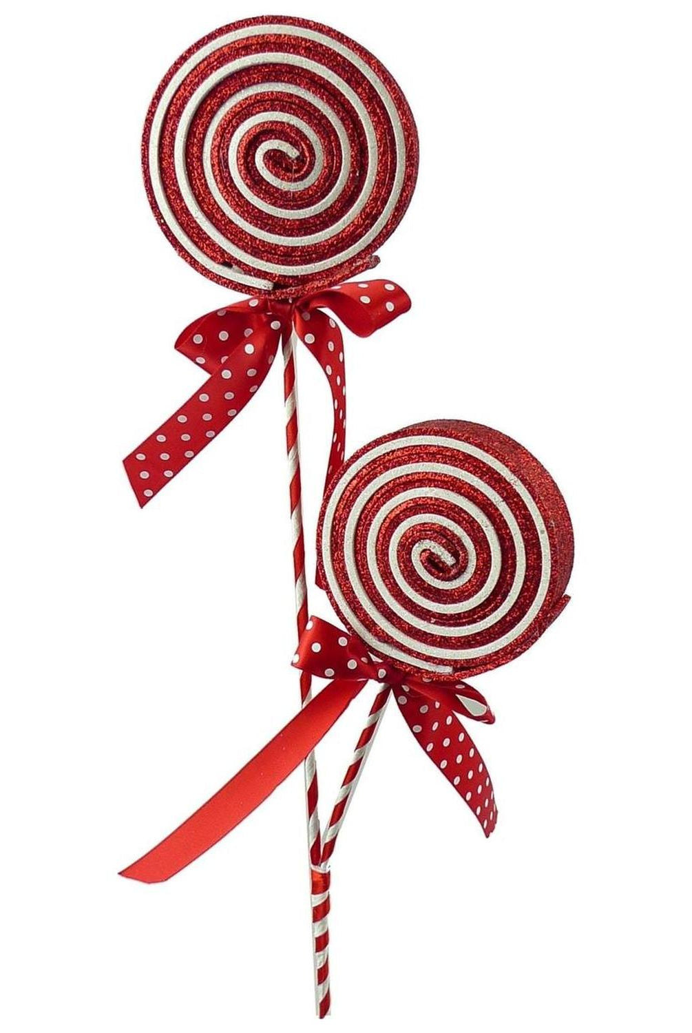 27" Glitter Lollipop Spray: Red & White