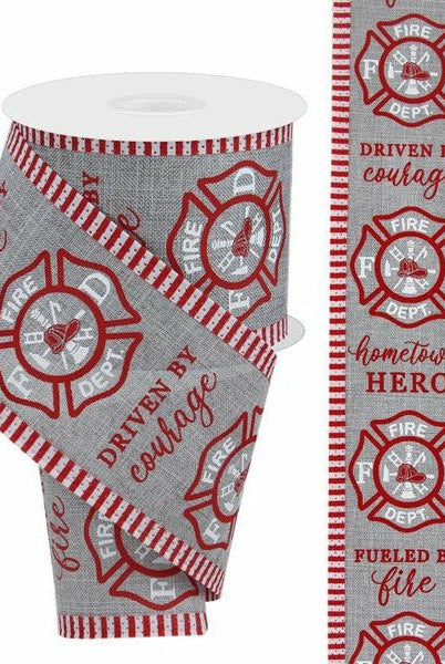 Shop For 2.75" Firefighter Badge Line Ribbon: Grey (10 Yards) at Michelle's aDOORable Creations