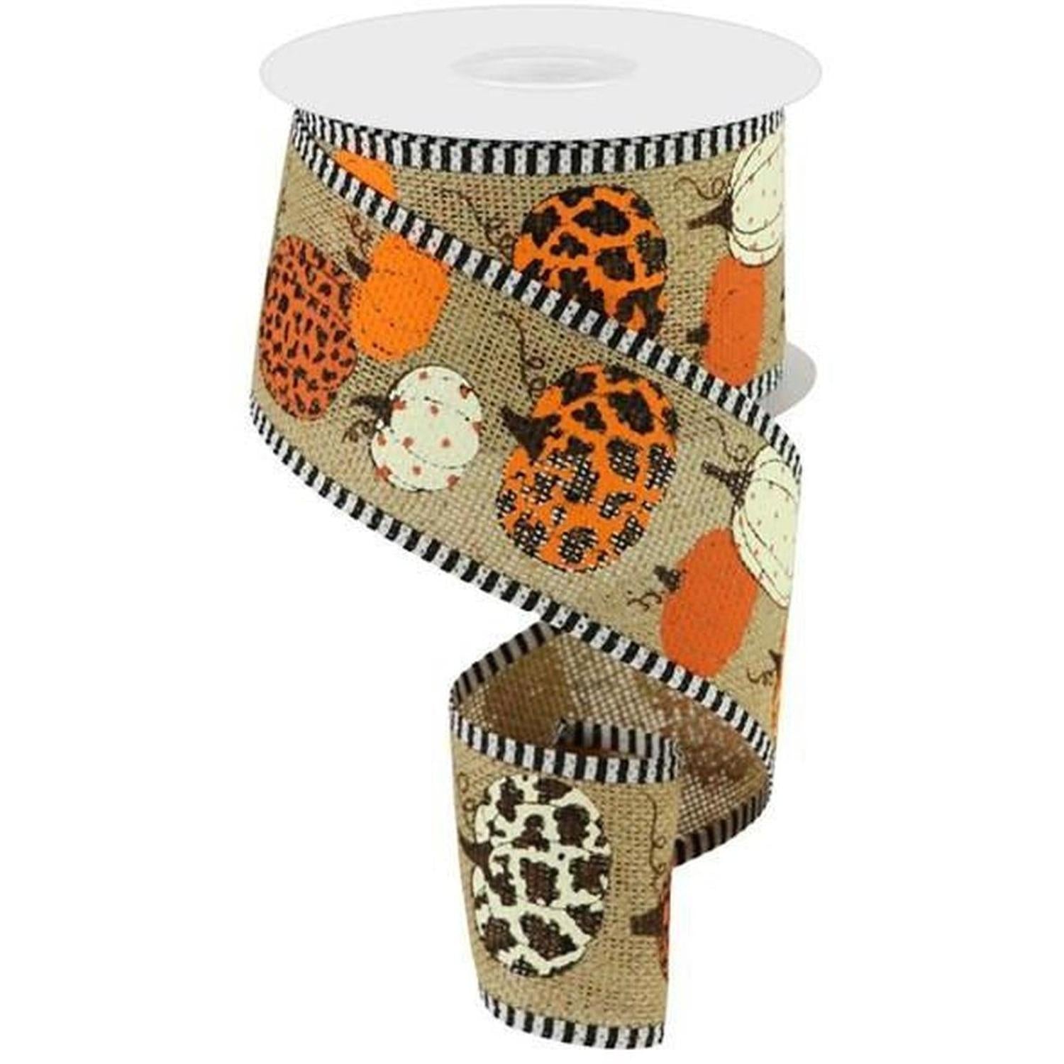 Shop For 2.75" Leopard Pumpkins Stripe Edge: Natural (10 Yards) at Michelle's aDOORable Creations