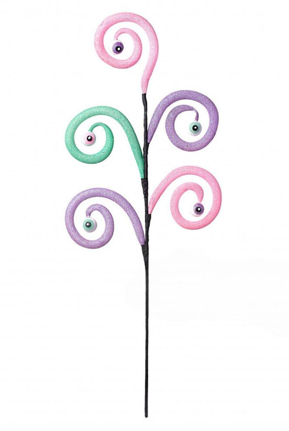 28" Eyeballs Spiral Curly Spray: Pink, Purple, Mint