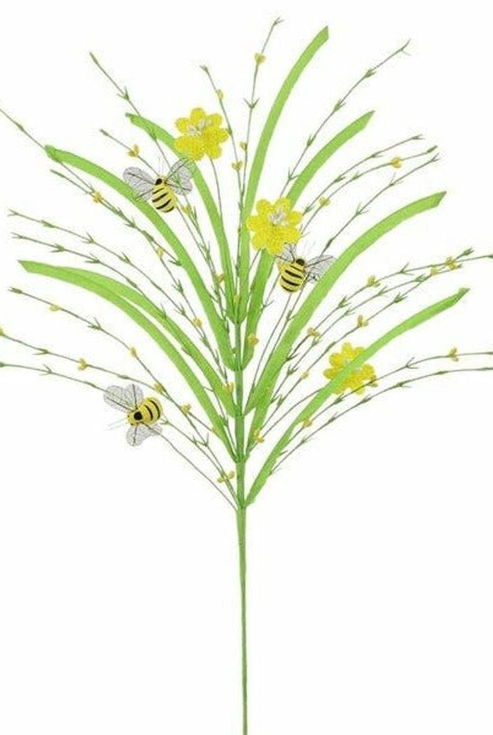 28" Grass Pip Flower Bumble Bee Spray