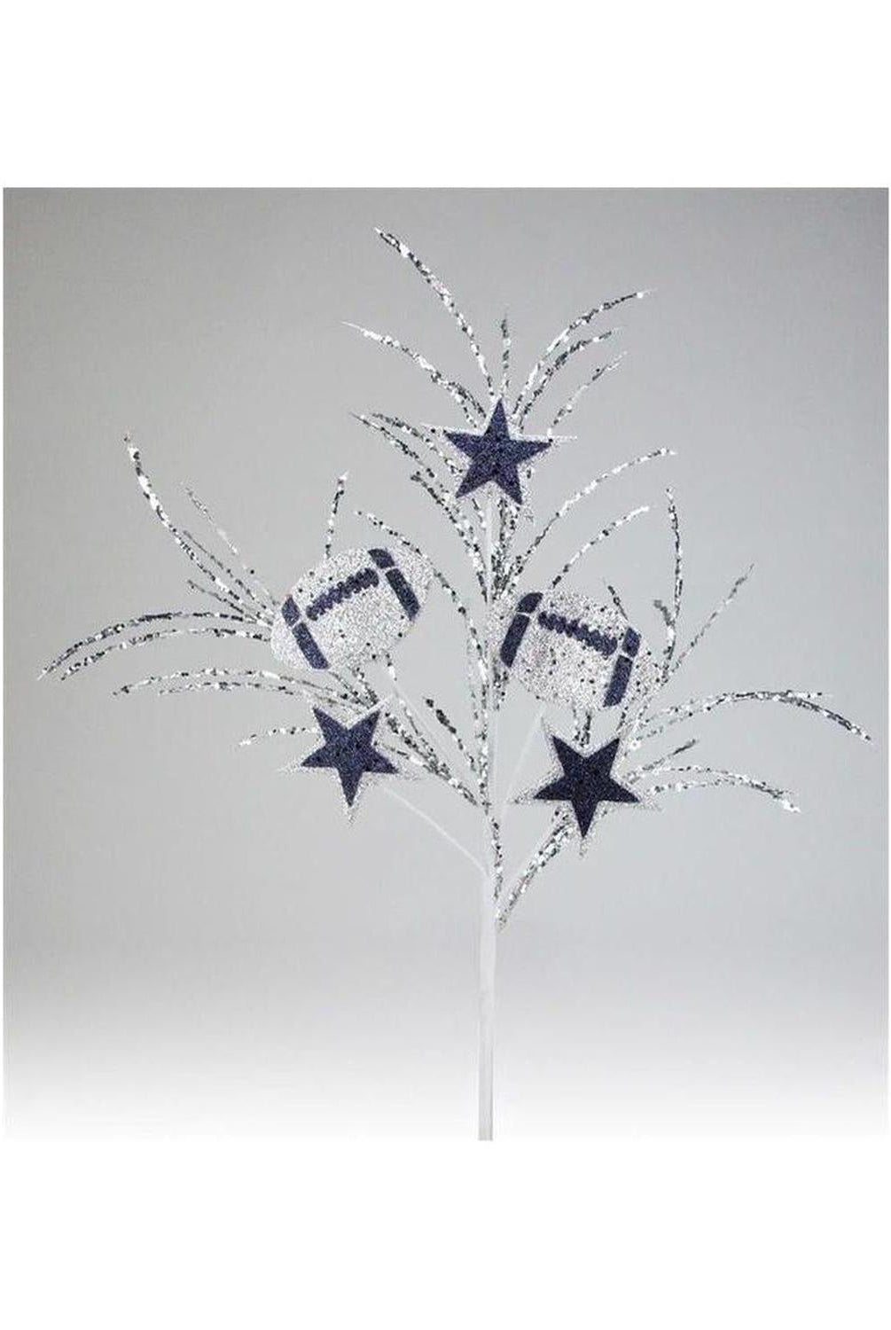 29" Glitter Star and Football Pick: Navy Blue & Silver