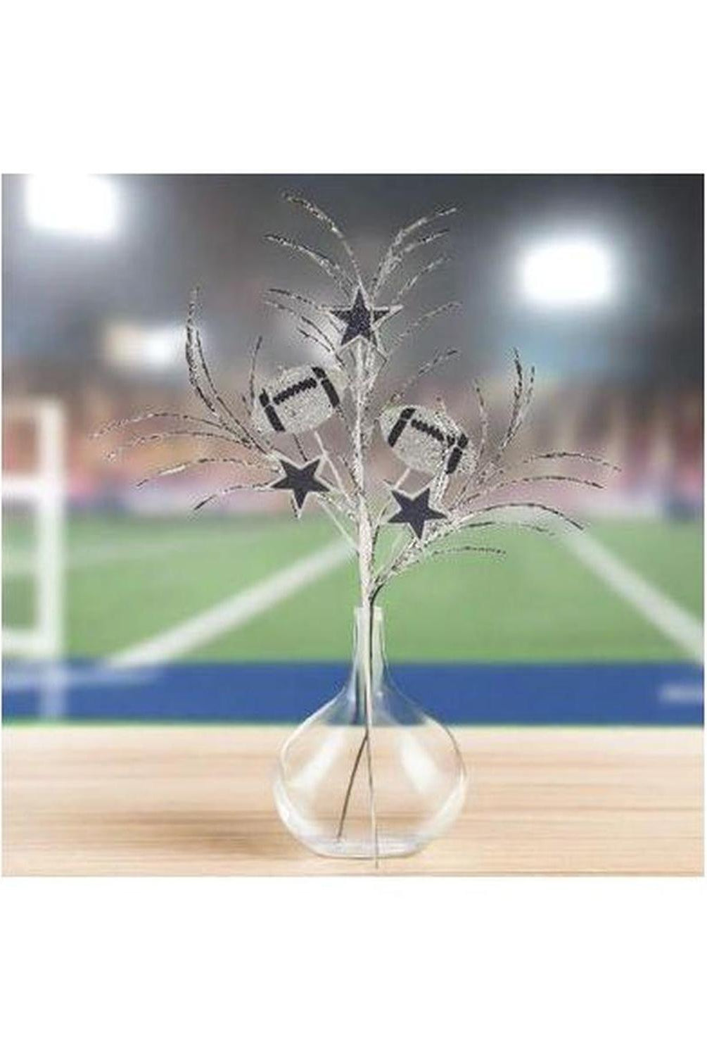 29" Glitter Star and Football Pick: Navy Blue & Silver