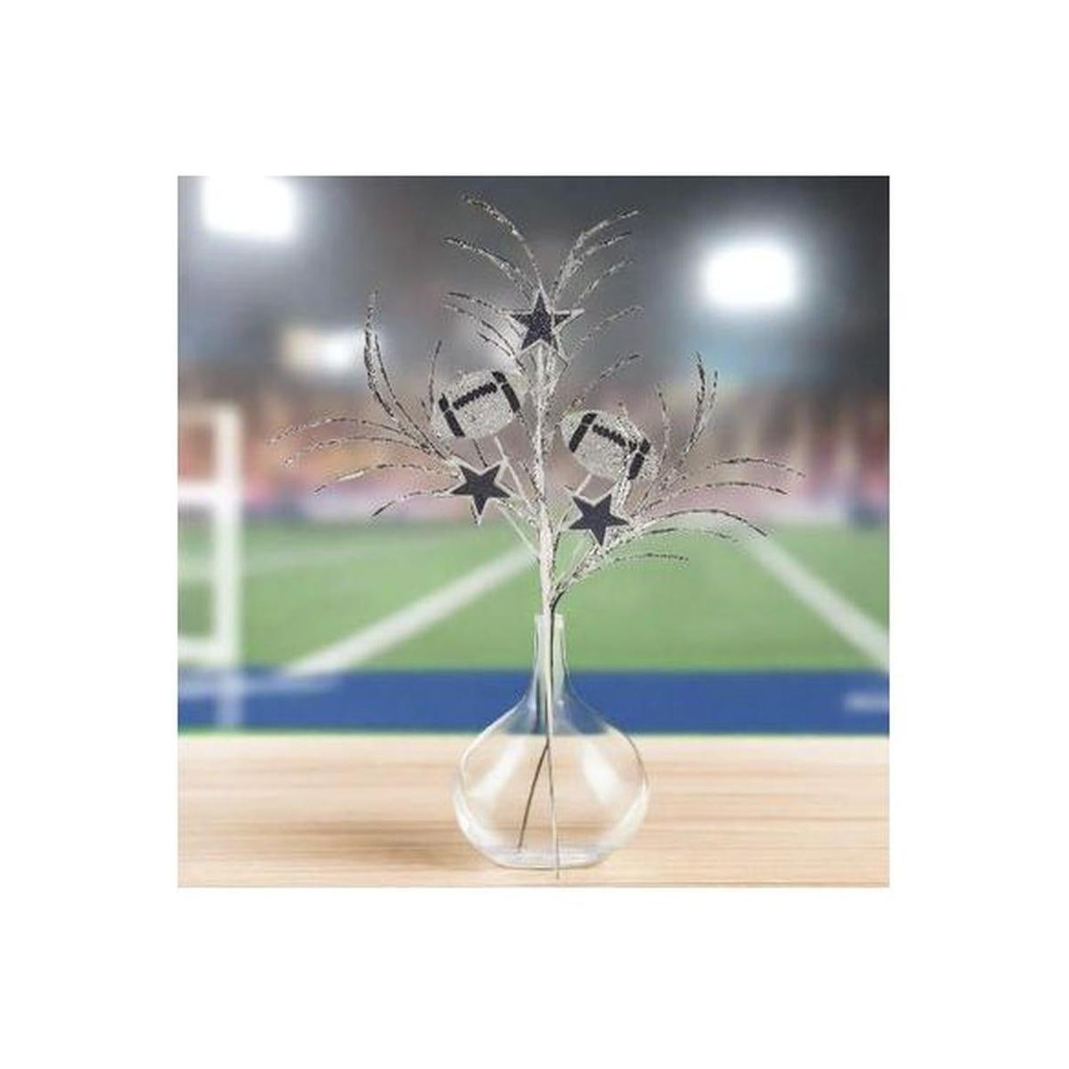 29" Glitter Star and Football Pick: Navy Blue & Silver