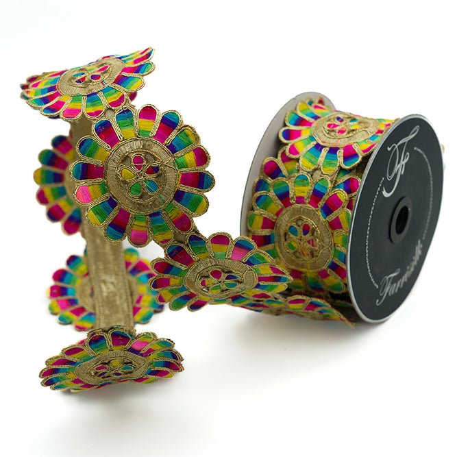 Shop For 3" Disco Daisies Ribbon: Multi (10 Yards) at Michelle's aDOORable Creations