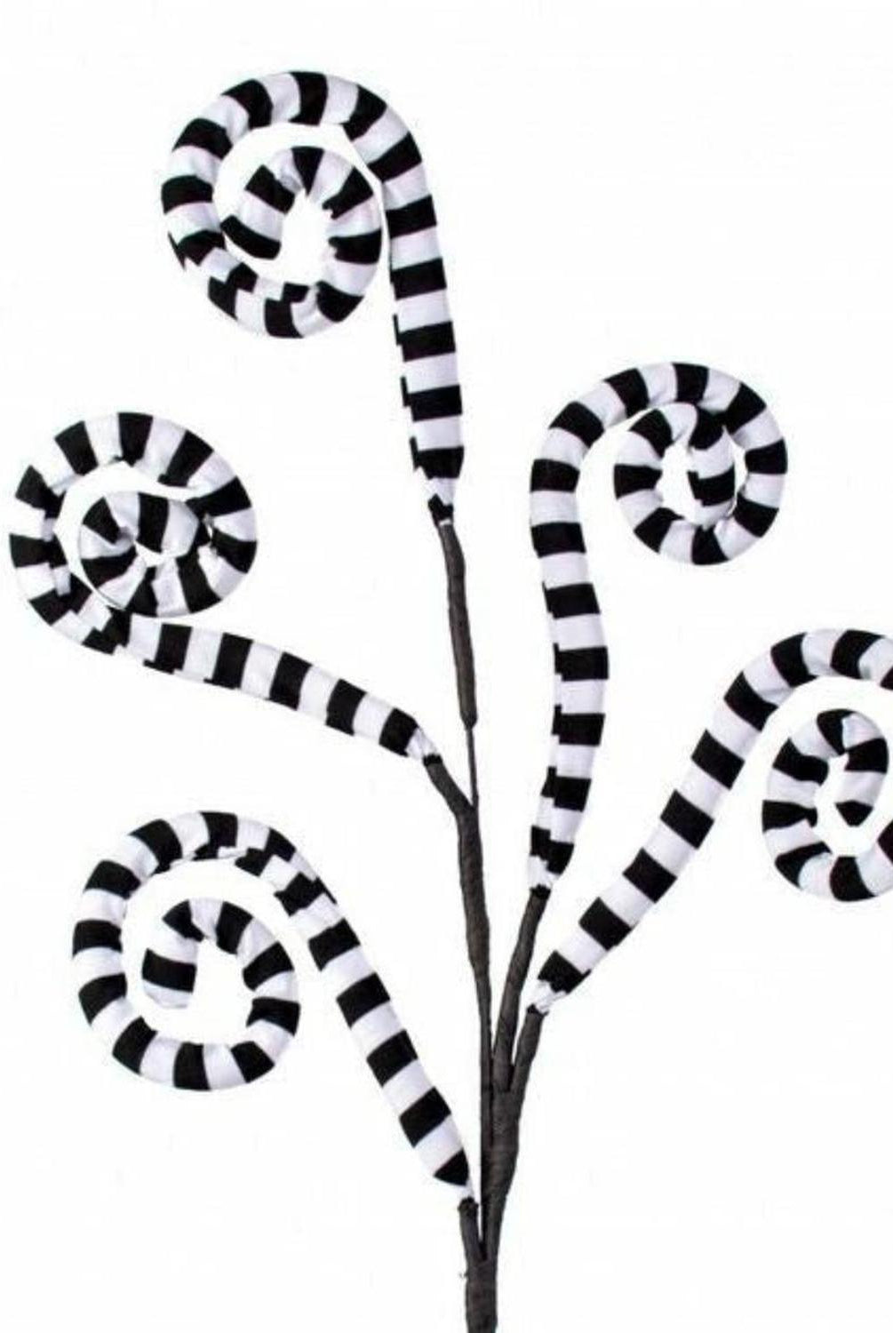 30" Ice Fabric Stripe Spiral Spray: Black & White