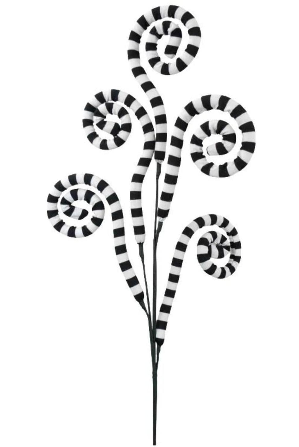 30" Ice Fabric Stripe Spiral Spray: Black & White