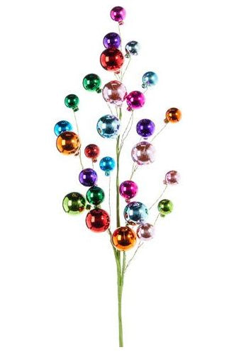 31" Multicolor Ball Ornament Spray - Michelle's aDOORable Creations - Sprays and Picks