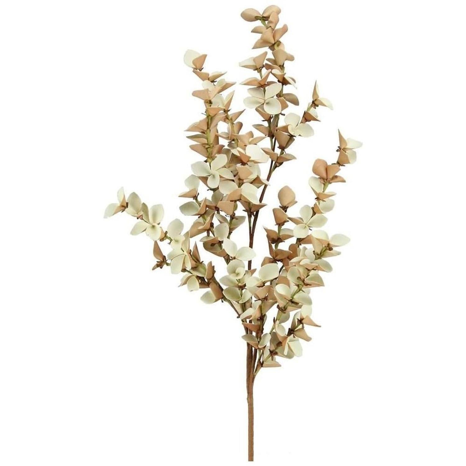 33" Foam Eucalyptus Paper Leaf Spray: Cream