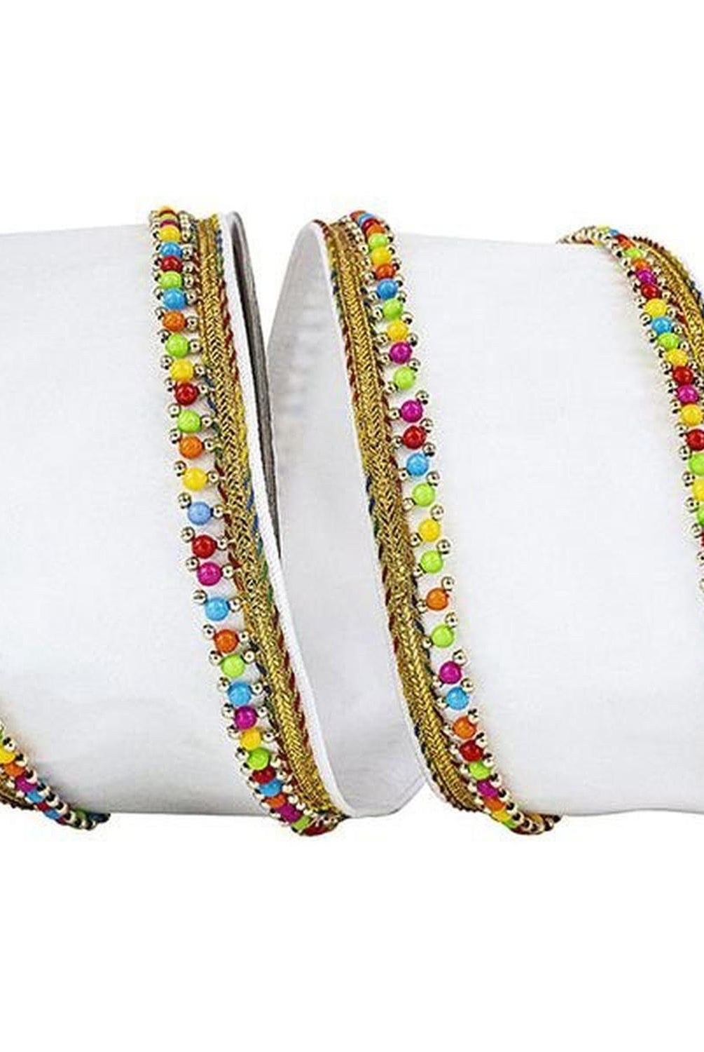 4" Beaded Candy Edge Ribbon: White (5 Yards)