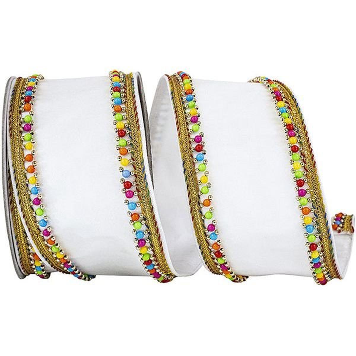 Shop For 4" Beaded Candy Edge Ribbon: White (5 Yards) at Michelle's aDOORable Creations