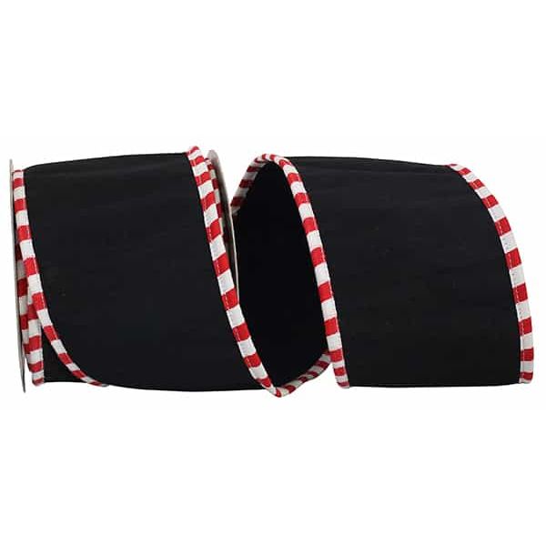 Shop For 4" Candy Cane Edge Ribbon: Black (5 Yards) at Michelle's aDOORable Creations