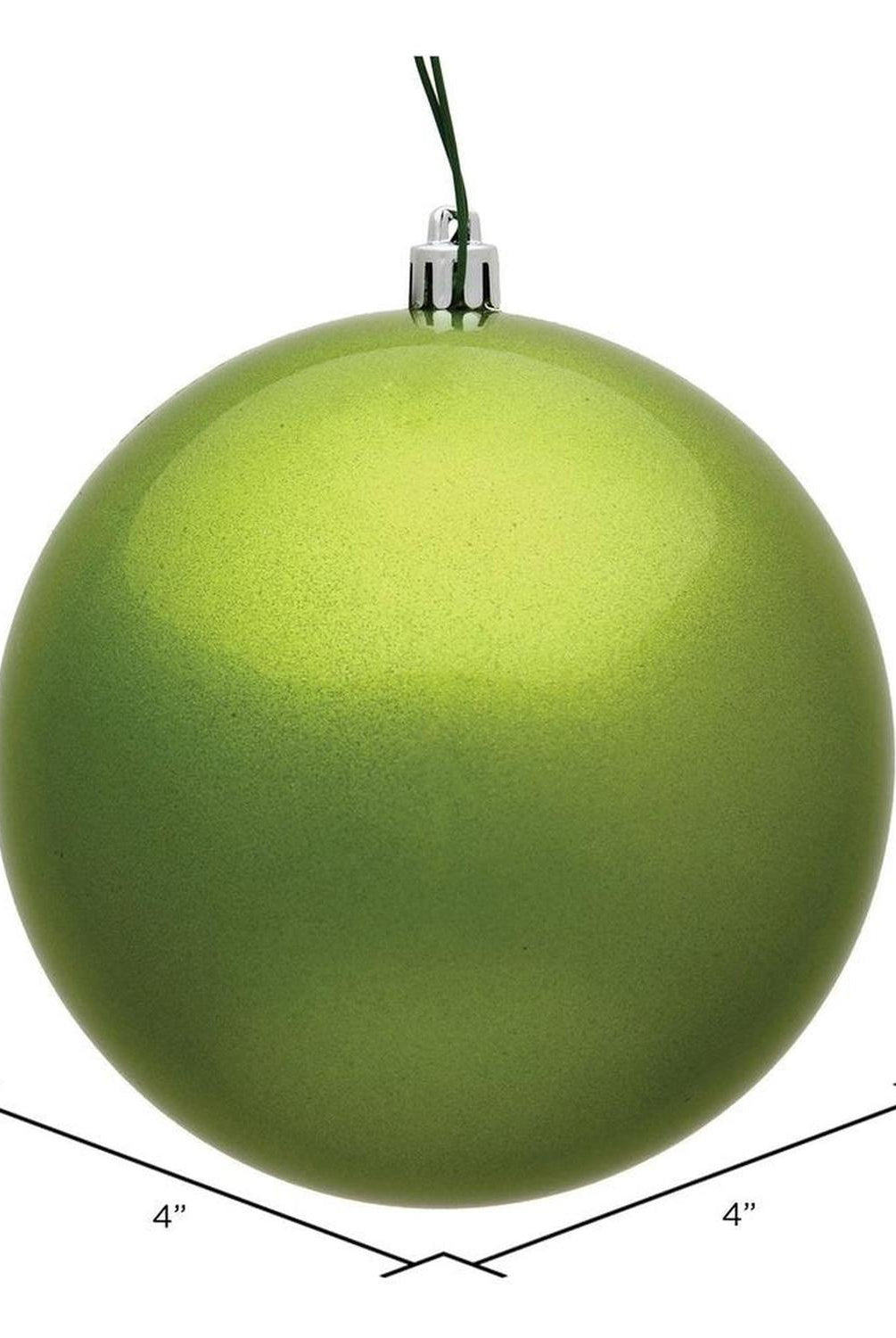 4" Candy Lime Green Ball Christmas Tree Ornament (6 pack)