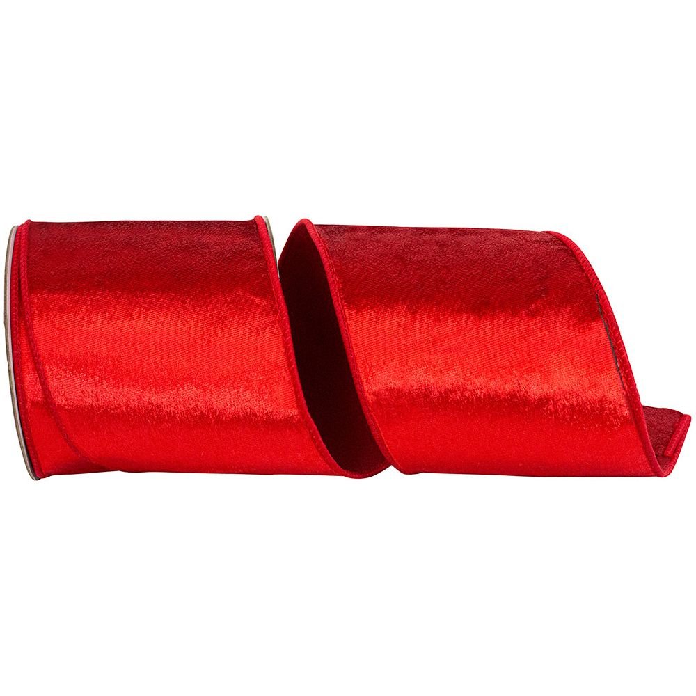 Shop For 4" Designer Plush Velvet Elite Ribbon: Red (5 Yards) at Michelle's aDOORable Creations
