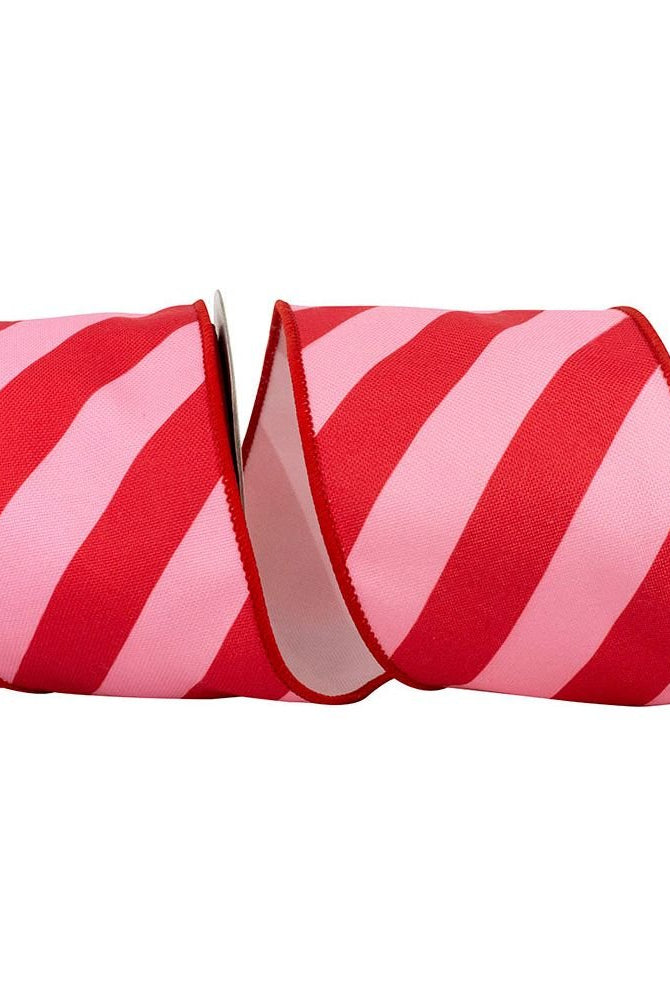 Shop For 4" Diagonal Stripe Canvas Ribbon: Pink/Red (10 Yards) at Michelle's aDOORable Creations