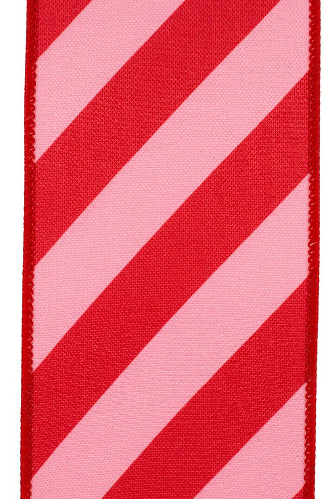 Shop For 4" Diagonal Stripe Canvas Ribbon: Pink/Red (10 Yards) at Michelle's aDOORable Creations