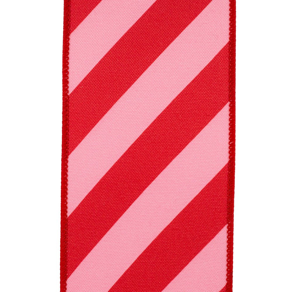 Shop For 4" Diagonal Stripe Canvas Ribbon: Pink/Red (10 Yards) at Michelle's aDOORable Creations