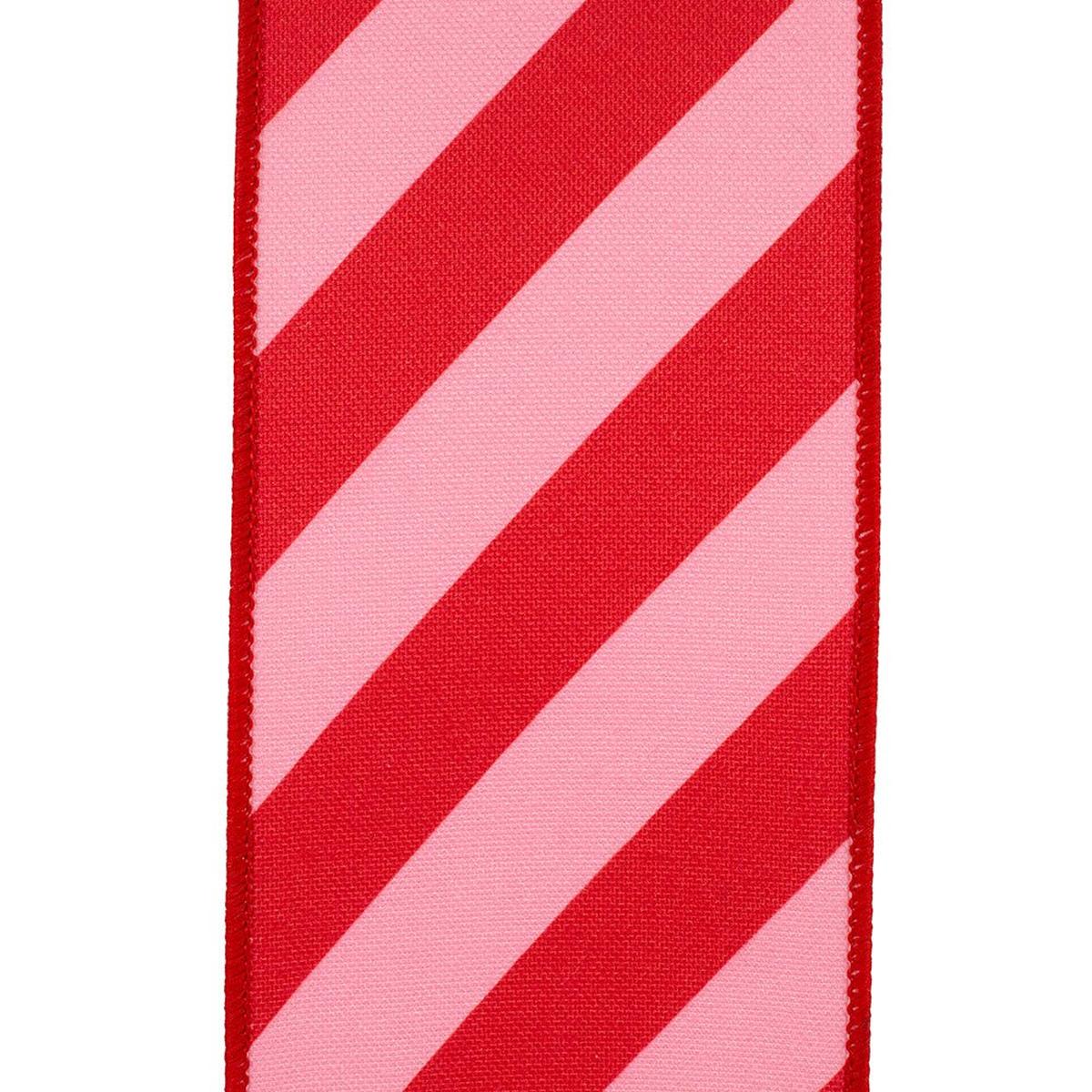 Shop For 4" Diagonal Stripe Canvas Ribbon: Pink/Red (10 Yards) at Michelle's aDOORable Creations