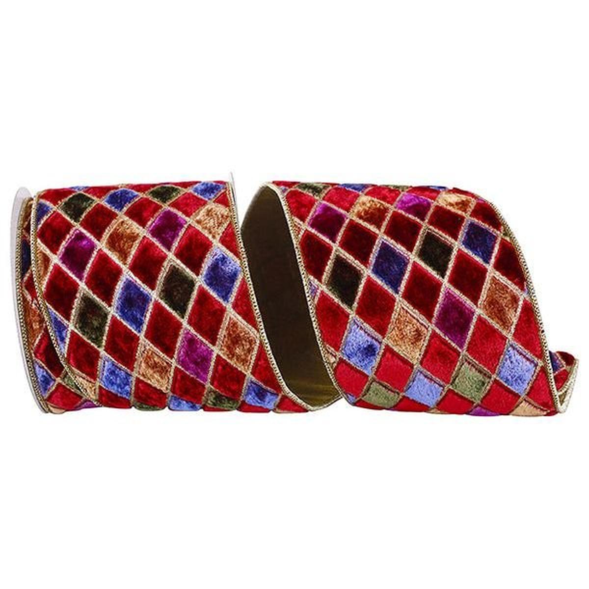 Shop For 4" Diamond Velvet Jewel Deluxe Ribbon: Wine (5 Yards) at Michelle's aDOORable Creations