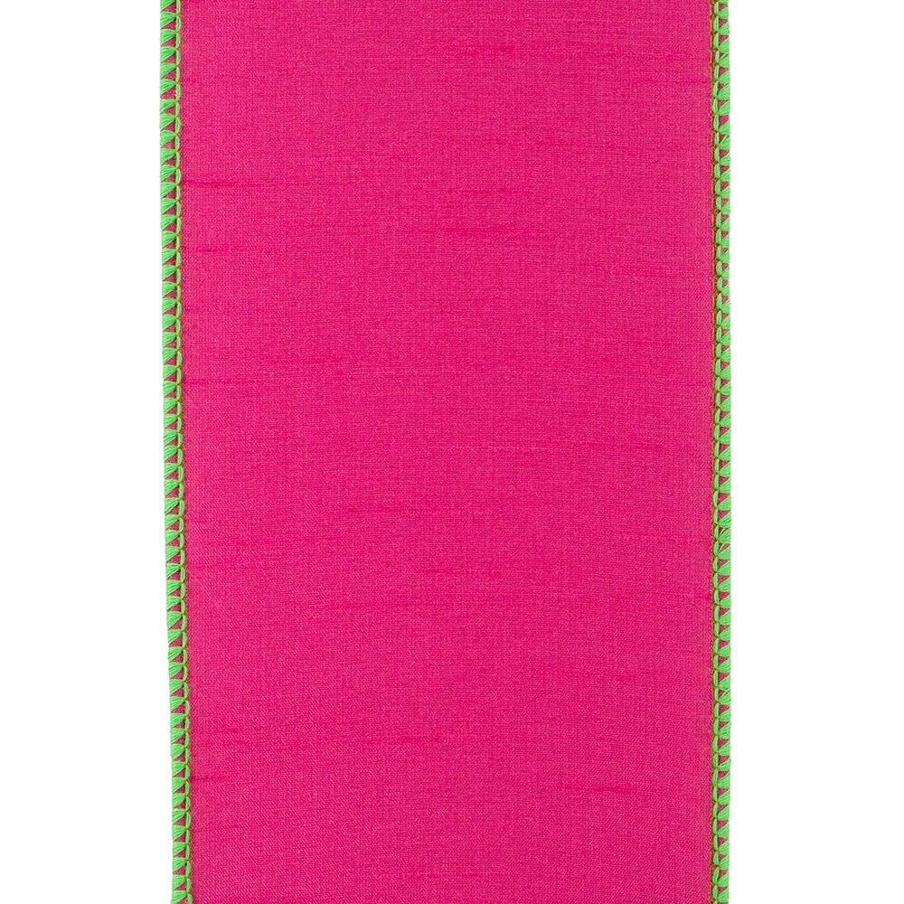 Shop For 4" Dupioni Color Ribbon: Fuchsia/Lime (10 Yards) at Michelle's aDOORable Creations