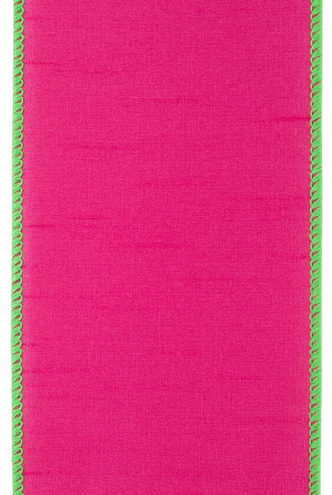 Shop For 4" Dupioni Color Ribbon: Fuchsia/Lime (10 Yards) at Michelle's aDOORable Creations