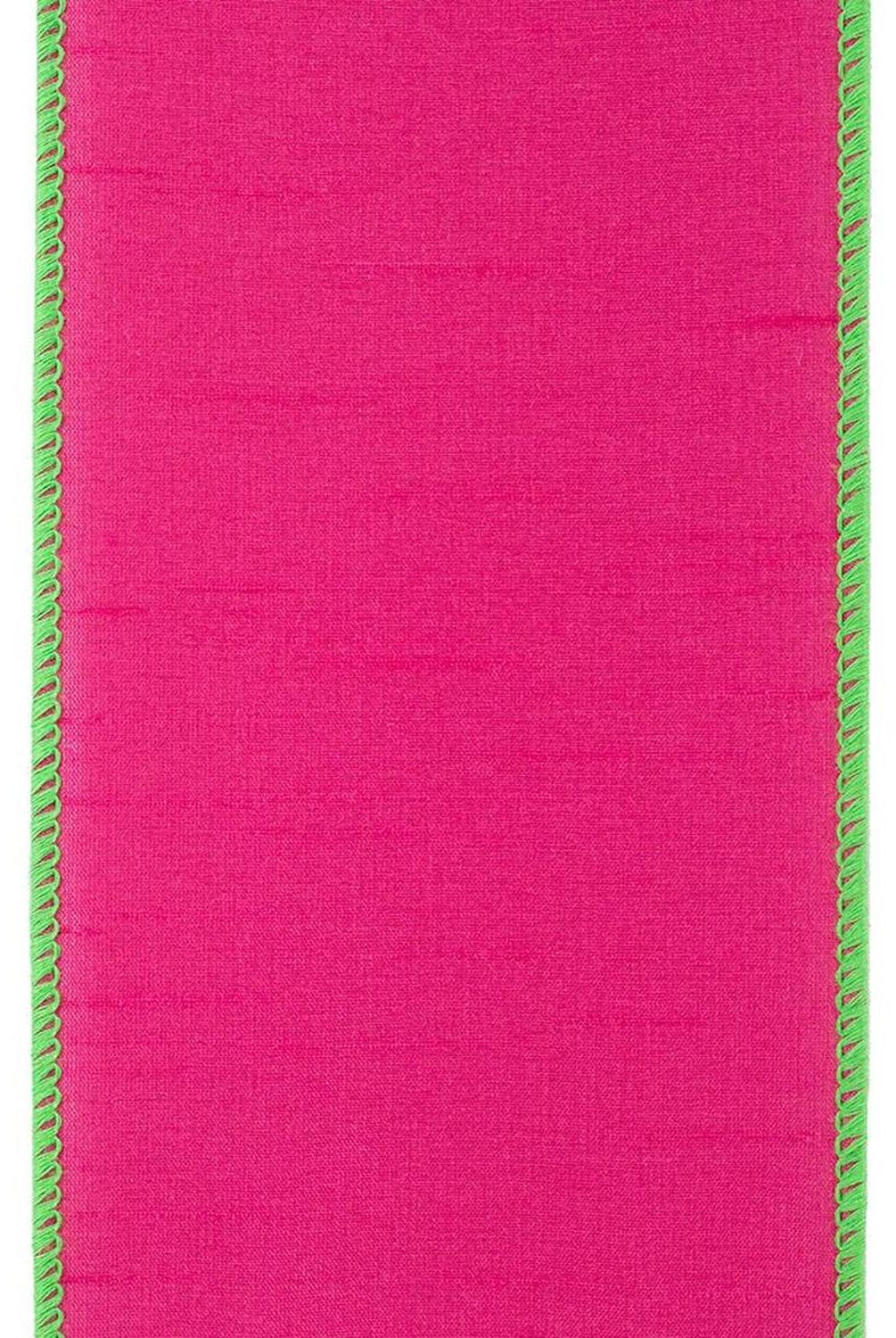 4" Dupioni Color Ribbon: Fuchsia/Lime (10 Yards)