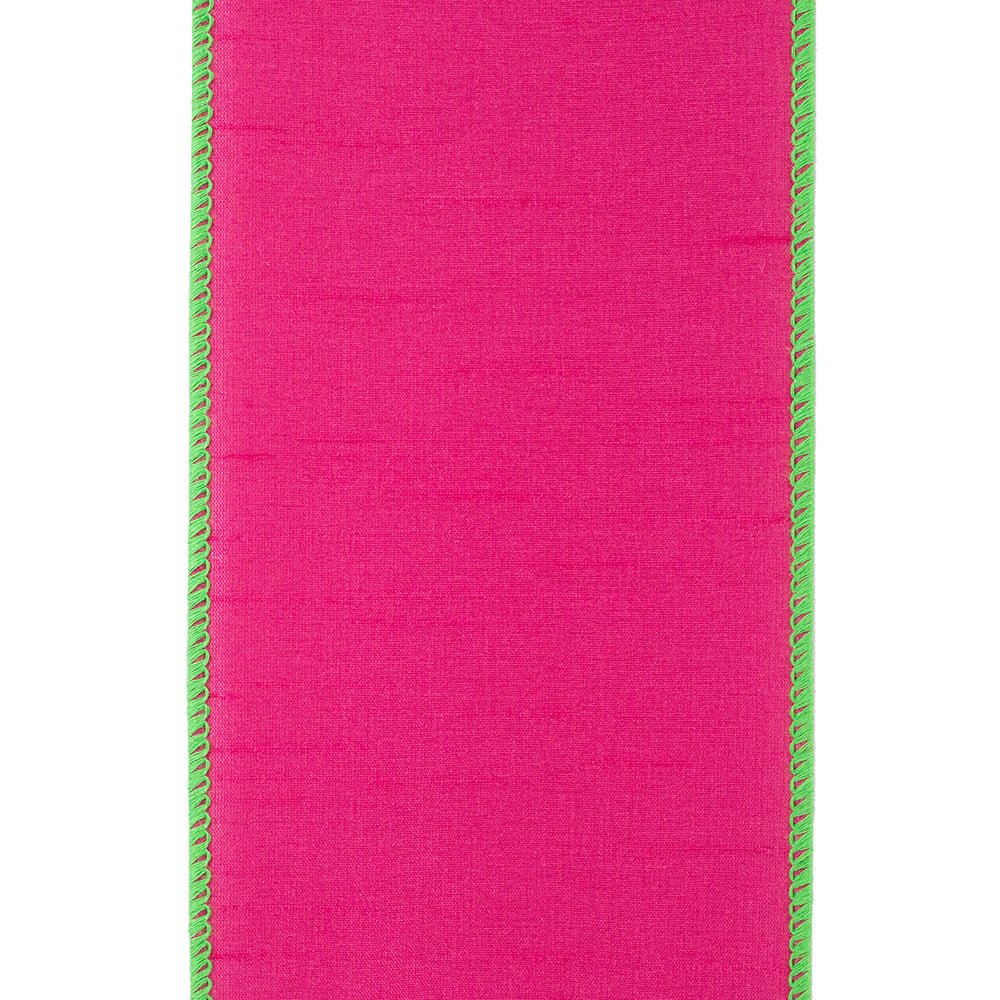Shop For 4" Dupioni Color Ribbon: Fuchsia/Lime (10 Yards) at Michelle's aDOORable Creations