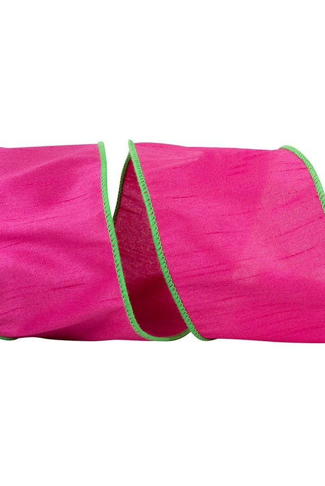 Shop For 4" Dupioni Color Ribbon: Fuchsia/Lime (10 Yards) at Michelle's aDOORable Creations