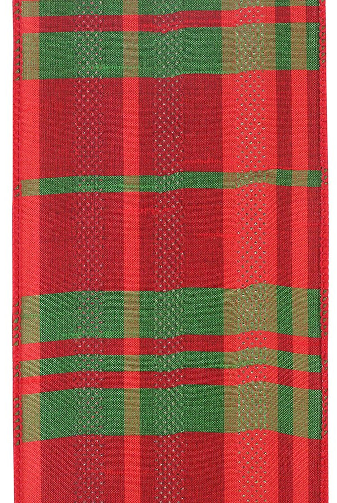 Shop For 4" Dupioni Plaid Glitter Stripe Ribbon: Multi (10 Yards) at Michelle's aDOORable Creations