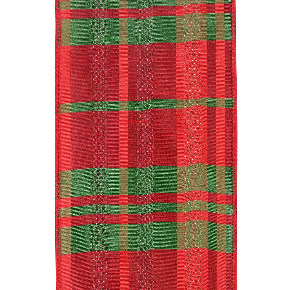 Shop For 4" Dupioni Plaid Glitter Stripe Ribbon: Multi (10 Yards) at Michelle's aDOORable Creations