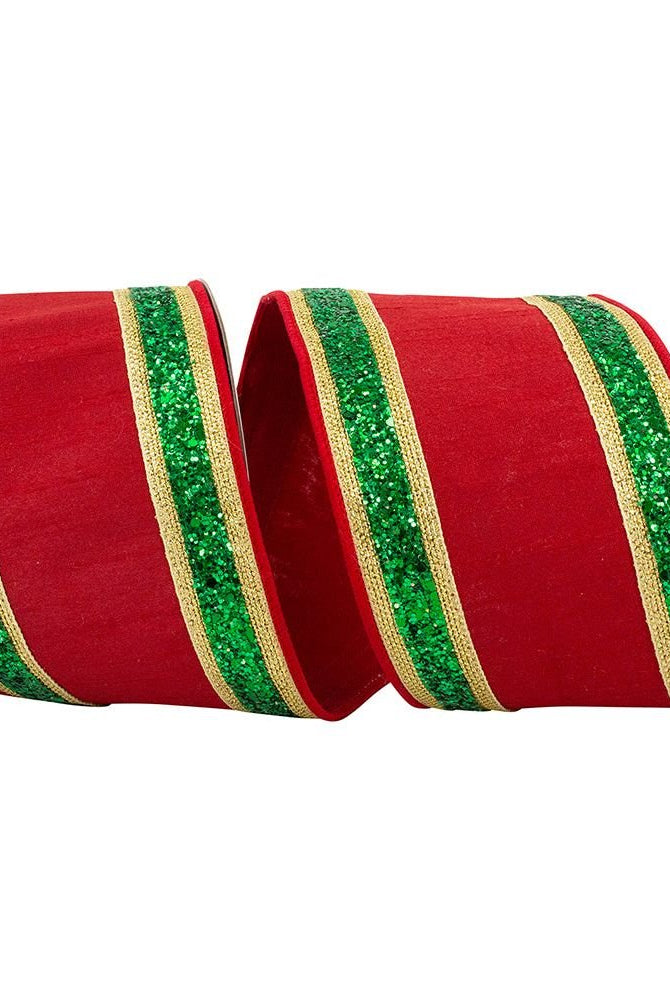 Shop For 4" Dupioni Regalia Glitter Edge Ribbon: Red (5 Yards) at Michelle's aDOORable Creations