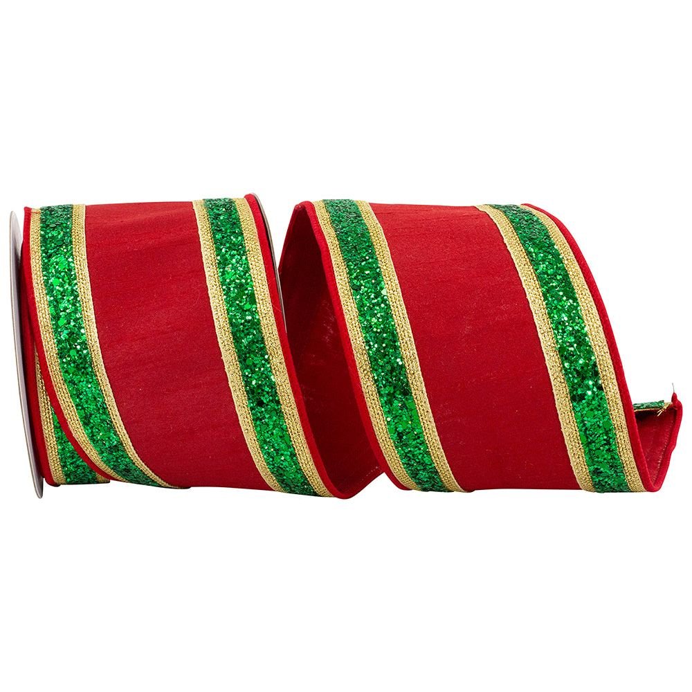 Shop For 4" Dupioni Regalia Glitter Edge Ribbon: Red (5 Yards) at Michelle's aDOORable Creations