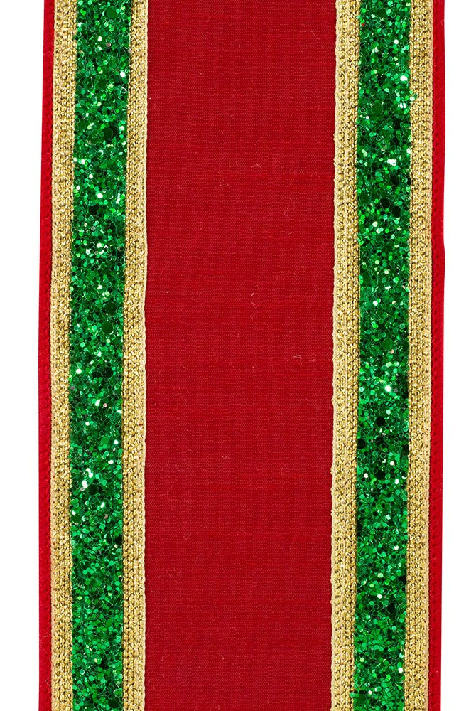 Shop For 4" Dupioni Regalia Glitter Edge Ribbon: Red (5 Yards) at Michelle's aDOORable Creations