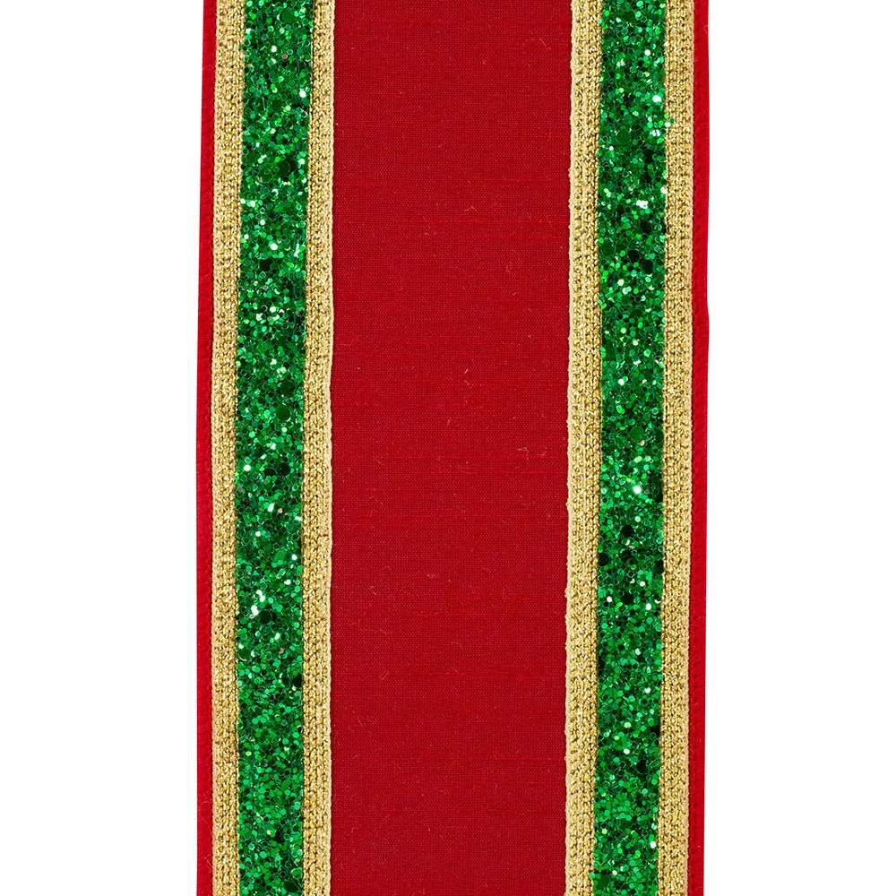 Shop For 4" Dupioni Regalia Glitter Edge Ribbon: Red (5 Yards) at Michelle's aDOORable Creations