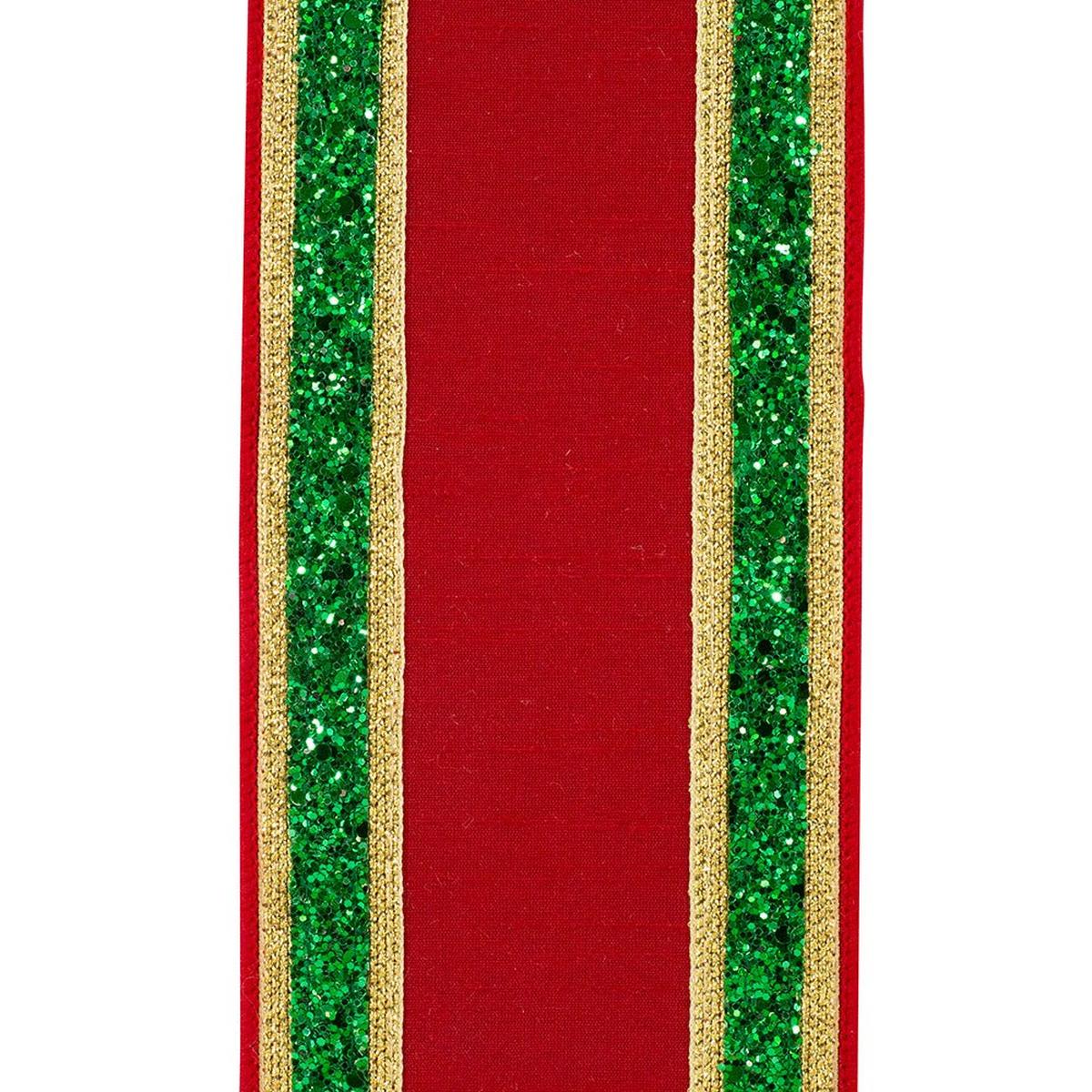 Shop For 4" Dupioni Regalia Glitter Edge Ribbon: Red (5 Yards) at Michelle's aDOORable Creations