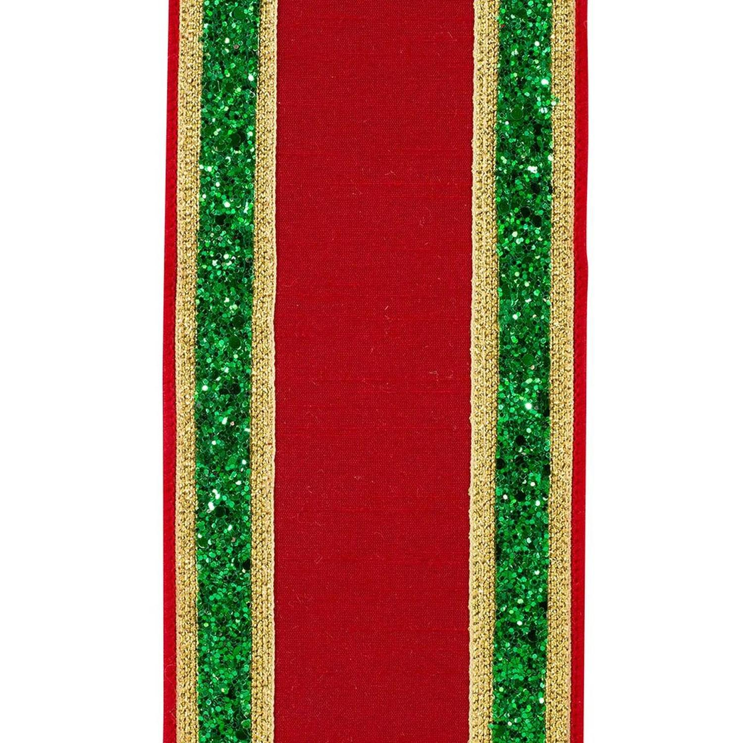Shop For 4" Dupioni Regalia Glitter Edge Ribbon: Red (5 Yards) at Michelle's aDOORable Creations