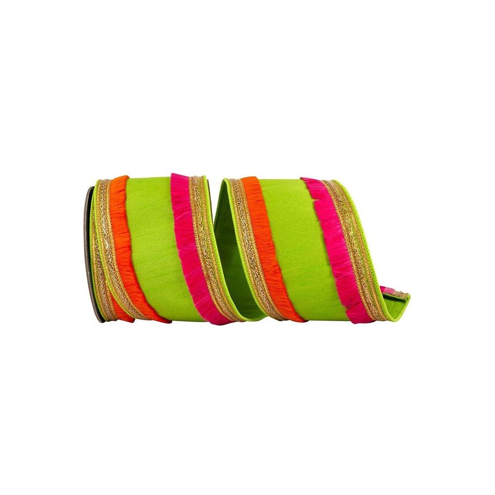 Shop For 4" Dupioni Trimming Fringe Ribbon: Lime/Orange (5 Yards) at Michelle's aDOORable Creations