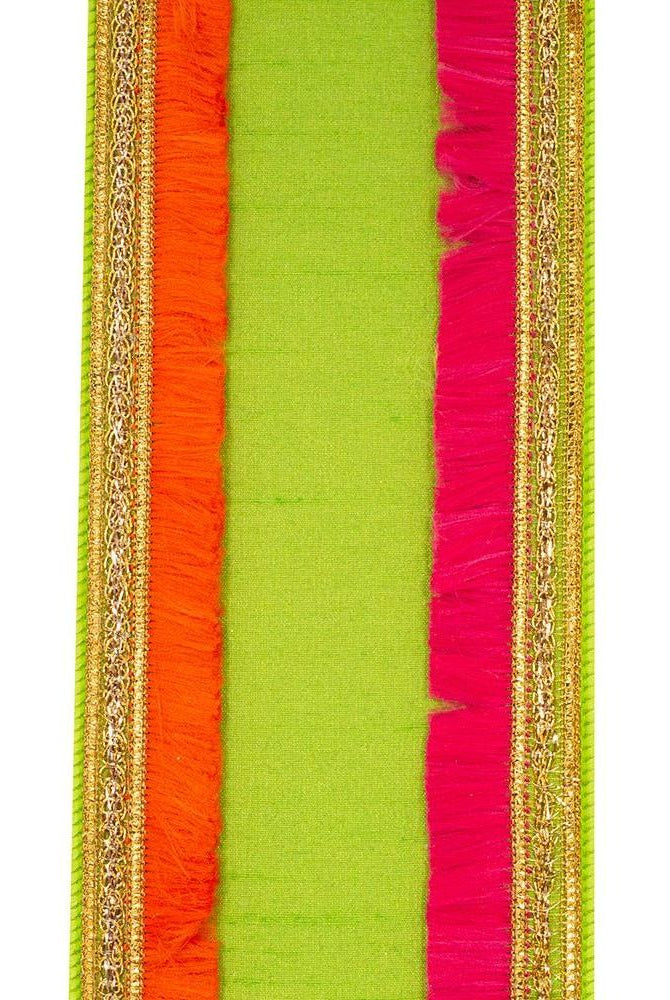 Shop For 4" Dupioni Trimming Fringe Ribbon: Lime/Orange (5 Yards) at Michelle's aDOORable Creations