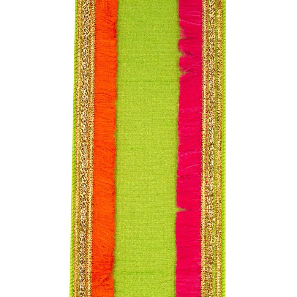 Shop For 4" Dupioni Trimming Fringe Ribbon: Lime/Orange (5 Yards) at Michelle's aDOORable Creations