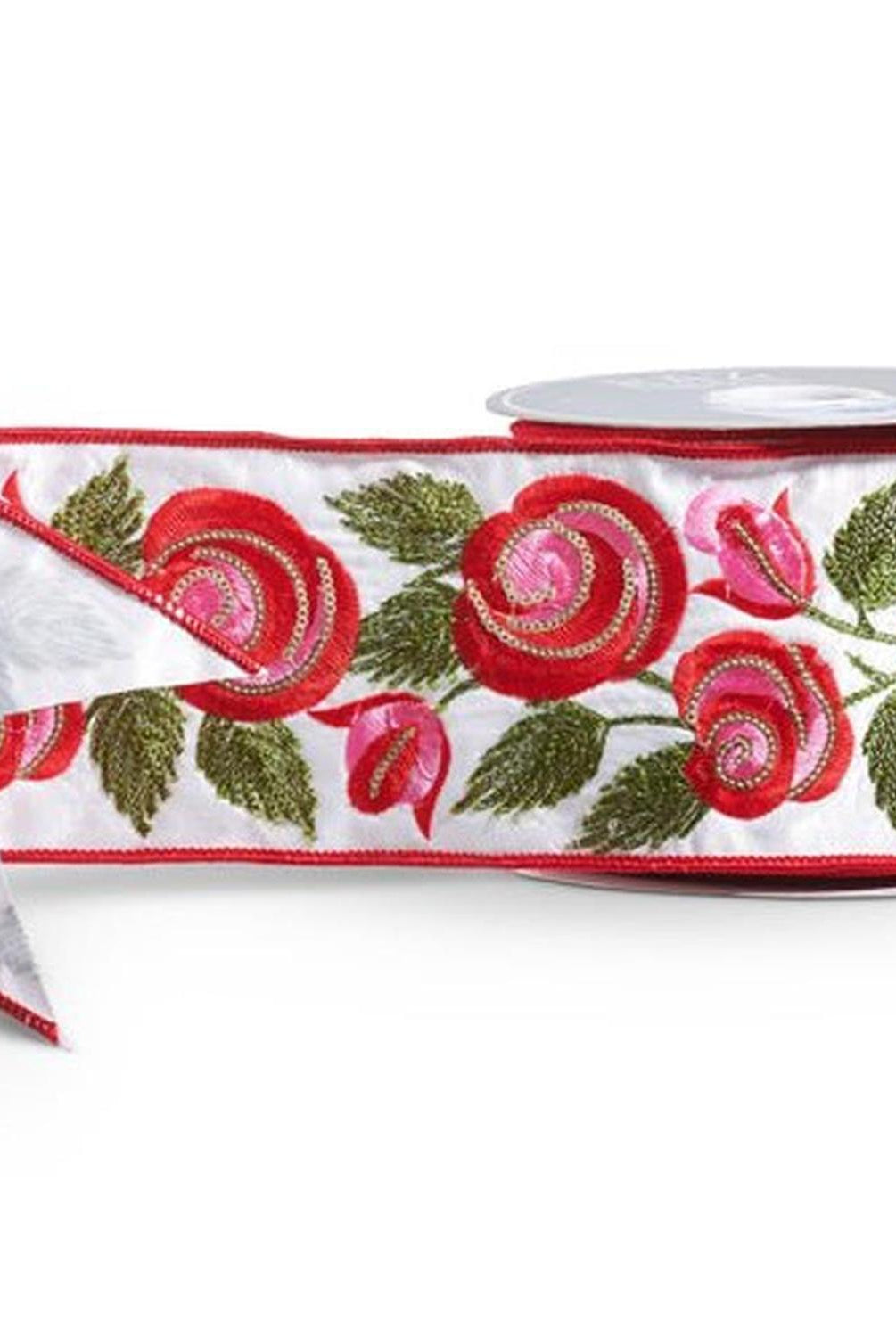 4" Embroidered Roses Ribbon (10 Yards)