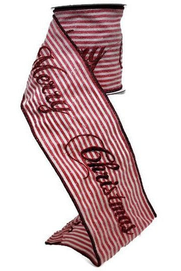Shop For 4" Frosted Stripe Merry Christmas Ribbon (5 Yards) at Michelle's aDOORable Creations