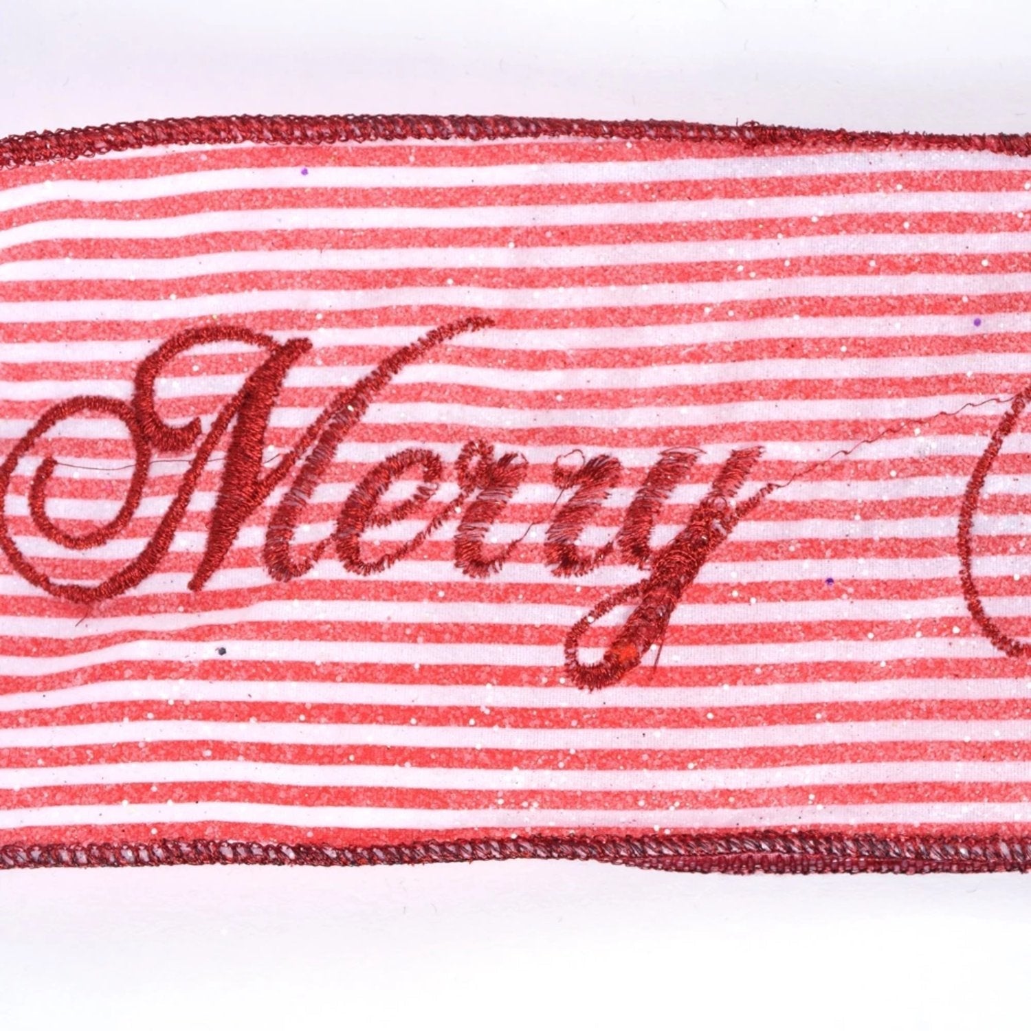 Shop For 4" Frosted Stripe Merry Christmas Ribbon (5 Yards) at Michelle's aDOORable Creations