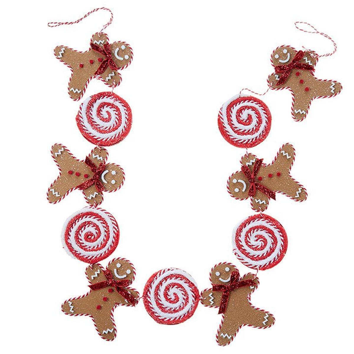 Shop For 4' Gingerbread Men & Lollipop Garland at Michelle's aDOORable Creations
