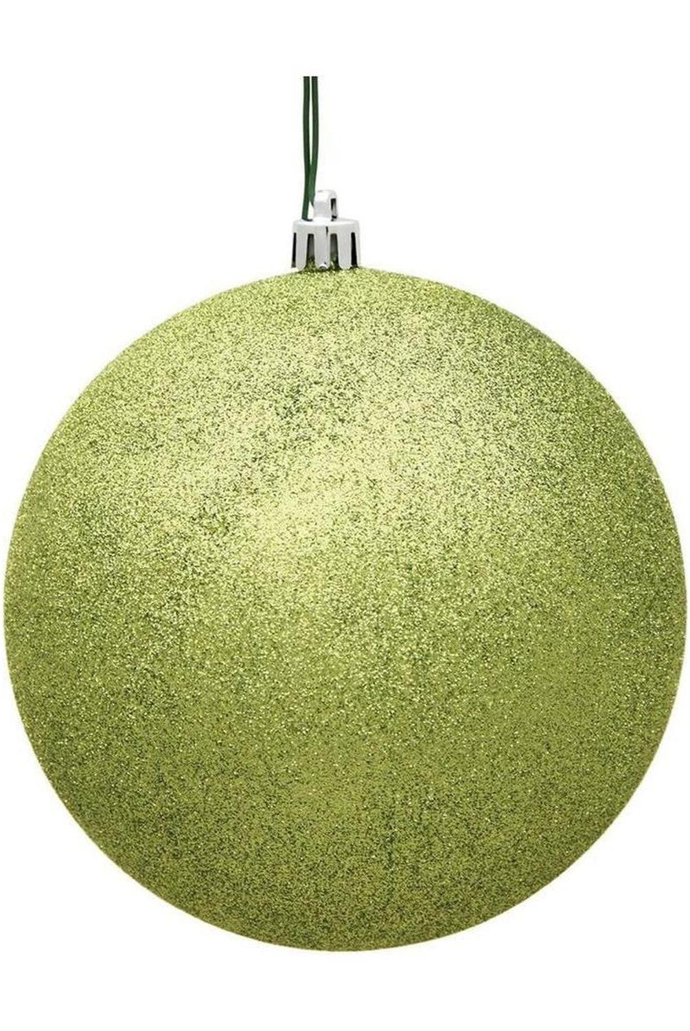 4" Glitter Lime Green Ball Christmas Ornament (6 pack)