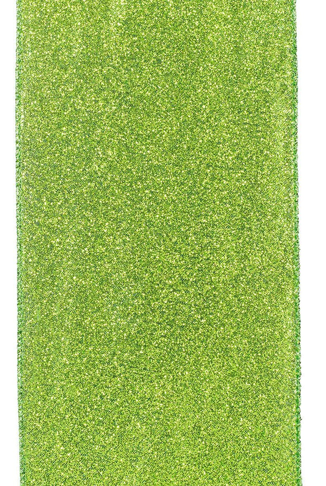 Shop For 4" Glitter Metallic Shiny Back Ribbon: Lime Green (10 Yards) at Michelle's aDOORable Creations